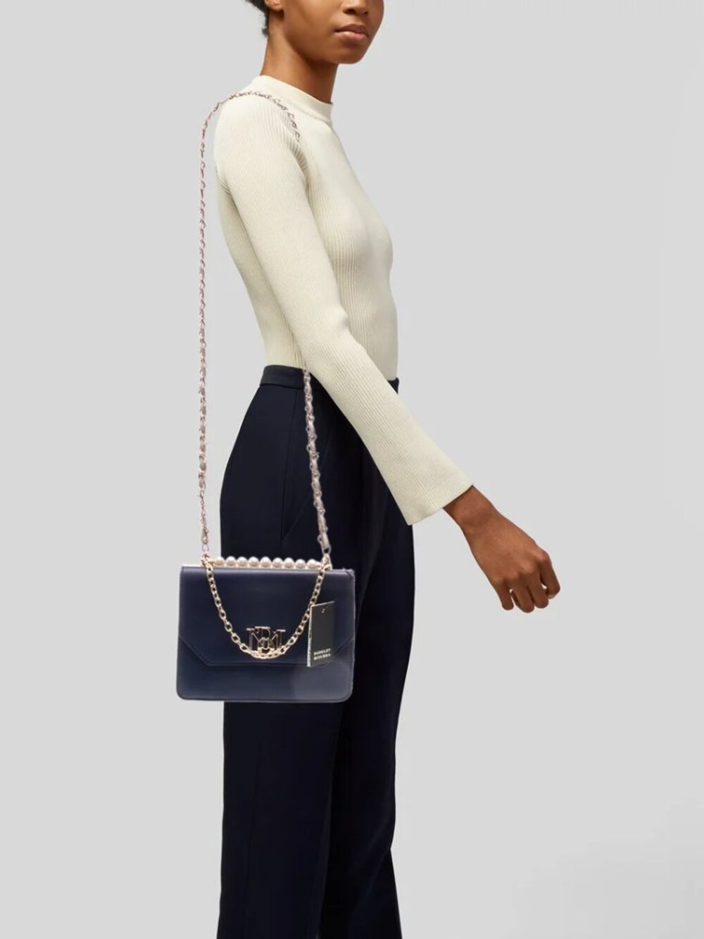 Authentic Badgley Mischka Double Side Bag. Blue/white. MSRP: $179.00 - Picture 4 of 7